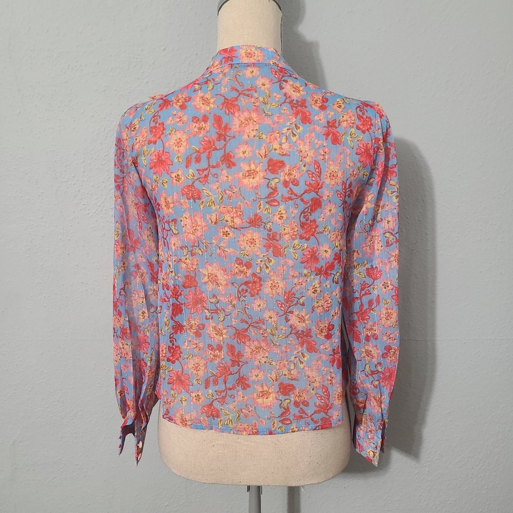 PINKYOTTO Flowered Ruffle Button Down Blouse Size Med - Picture 6 of 10